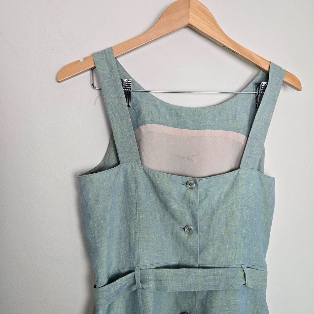 VTG 90s Yves Cossette Depeche Mode Women Linen Midi Dress Small Coastal Vacation - Picture 4 of 10